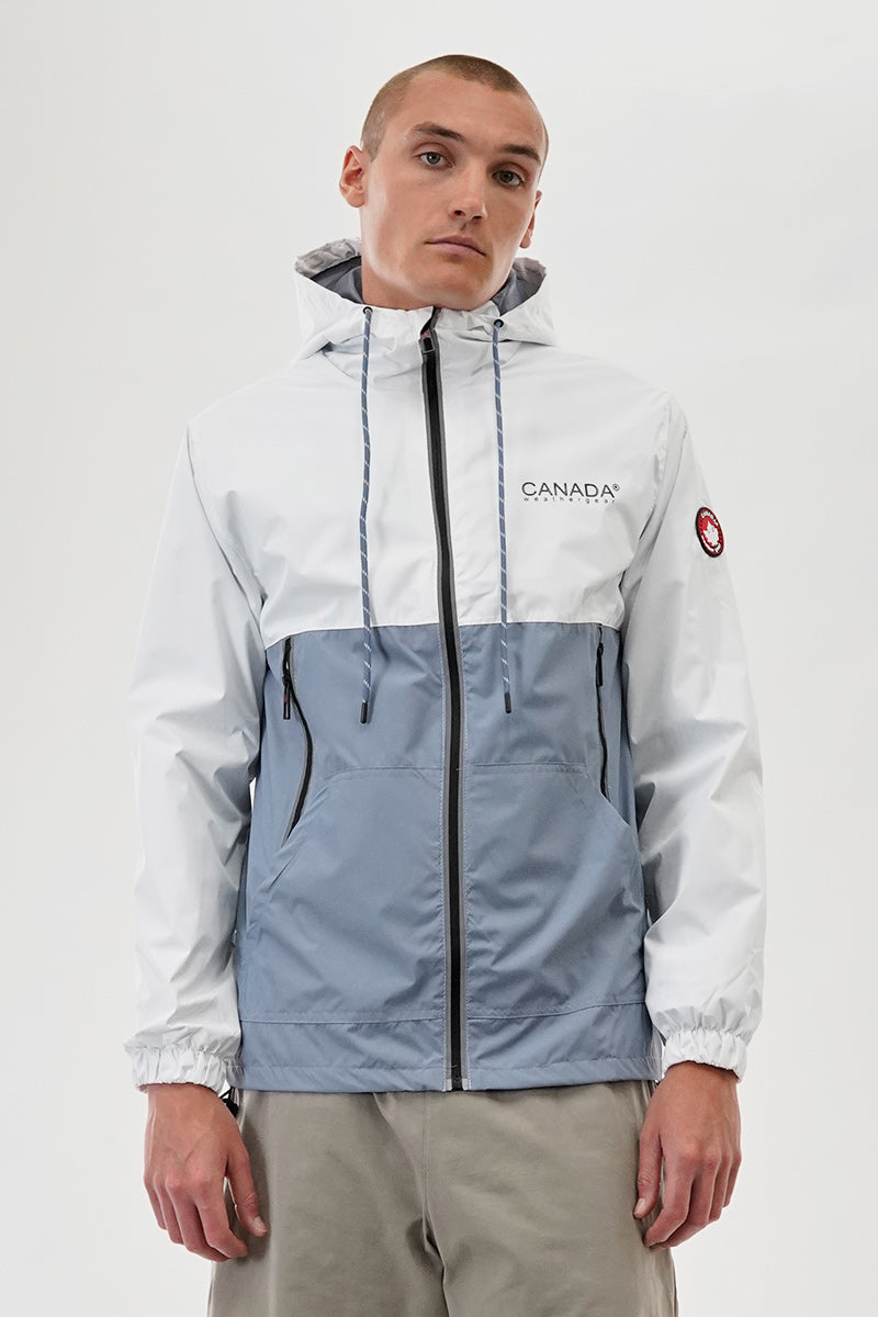 Hooded Colour Block Lightweight Jacket - White