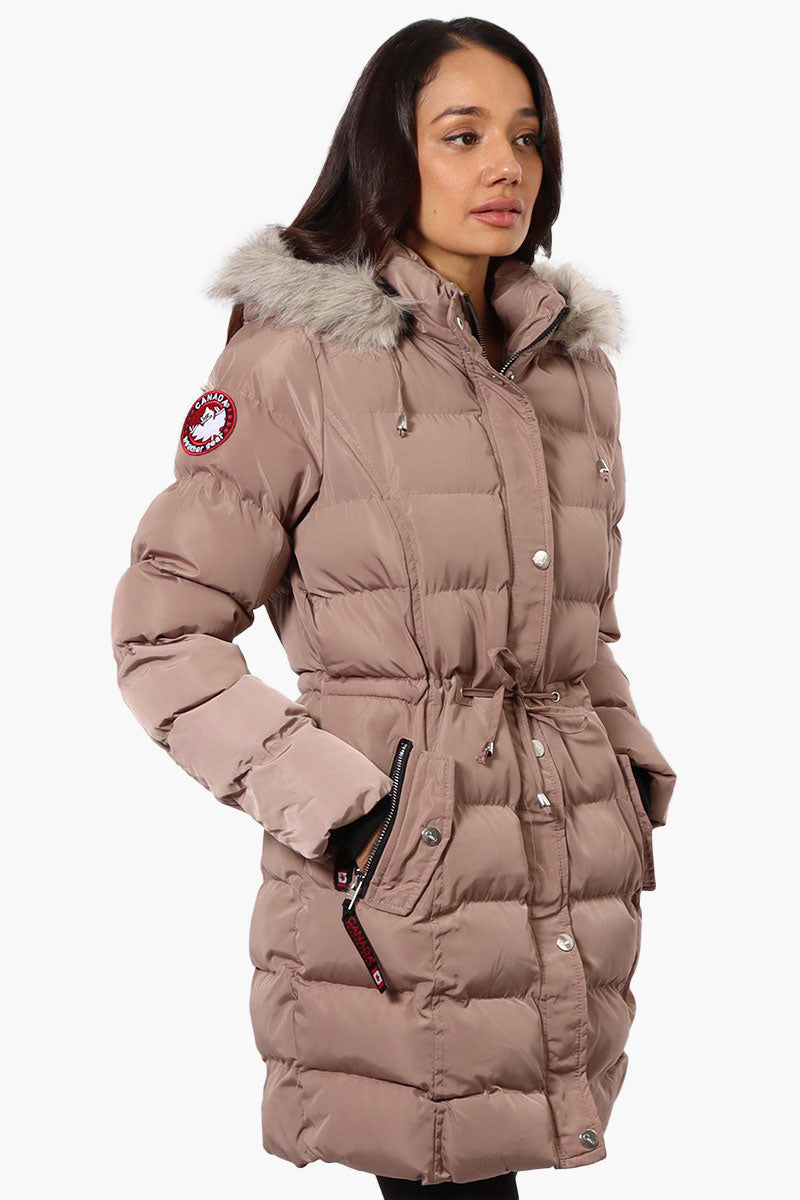 Green parka with pink fur hood online