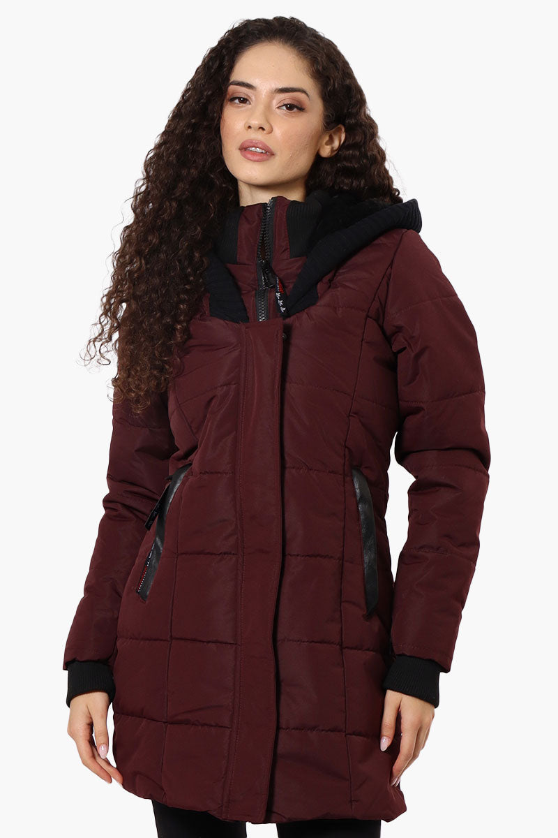 Canada Weather Gear Faux Fur Lined Hood Parka Jacket Burgundy