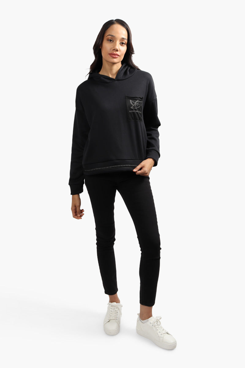 Super Triple Goose Solid Mesh Detail Hoodie - Black - Womens Hoodies & Sweatshirts - Canada Weather Gear