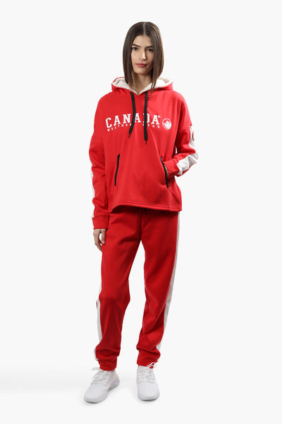 Canada Weather Gear Stripe Sleeve Hoodie - Red - Womens Hoodies & Sweatshirts - Canada Weather Gear