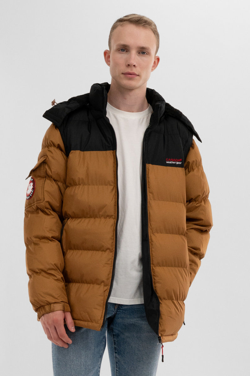 Canada Weather Gear Removable Sleeve Bomber Jacket Camel