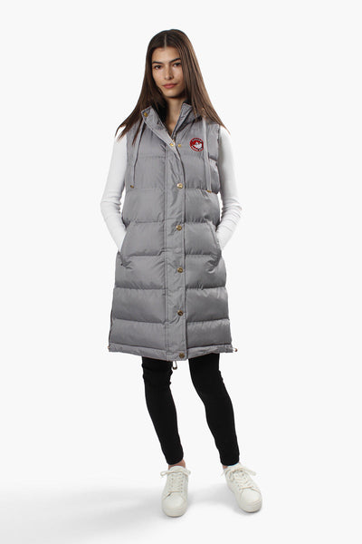 Canada Weather Gear Side Zip Long Puffer Vest - Grey - Womens Vests - Canada Weather Gear