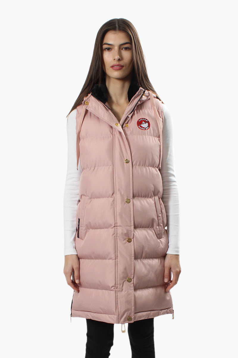 Canada Weather Gear Side Zip Long Puffer Vest - Pink