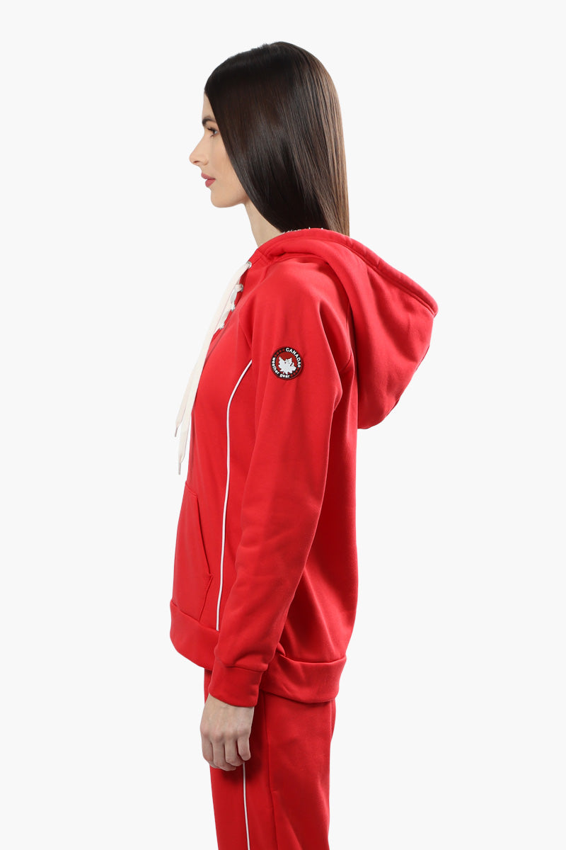 Canada Weather Gear Sherpa Lined Lace Up Hoodie - Red - Womens Hoodies & Sweatshirts - Canada Weather Gear