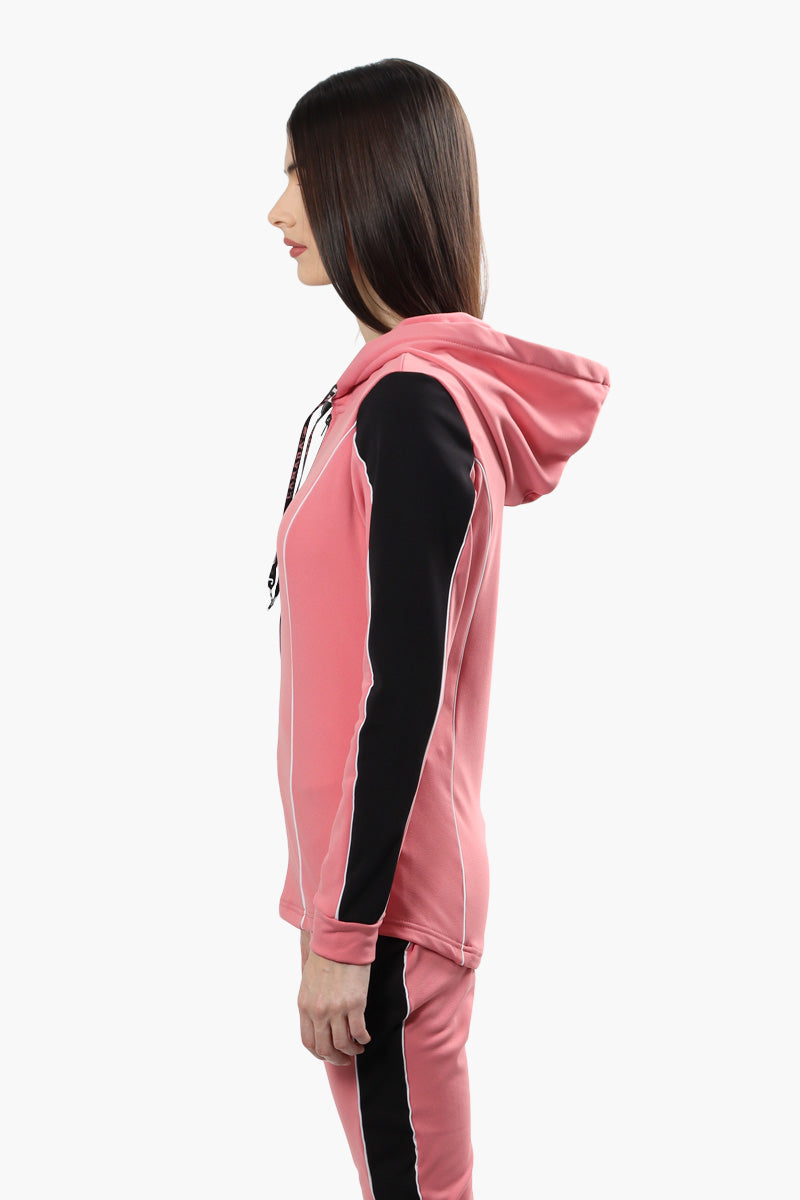 Canada Weather Gear Front Zip Piping Detail Hoodie - Pink - Womens Hoodies & Sweatshirts - Canada Weather Gear
