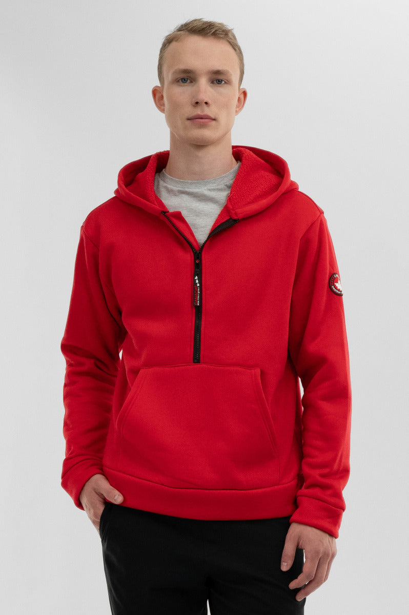 Fleece Half Zip Hoodie - Red