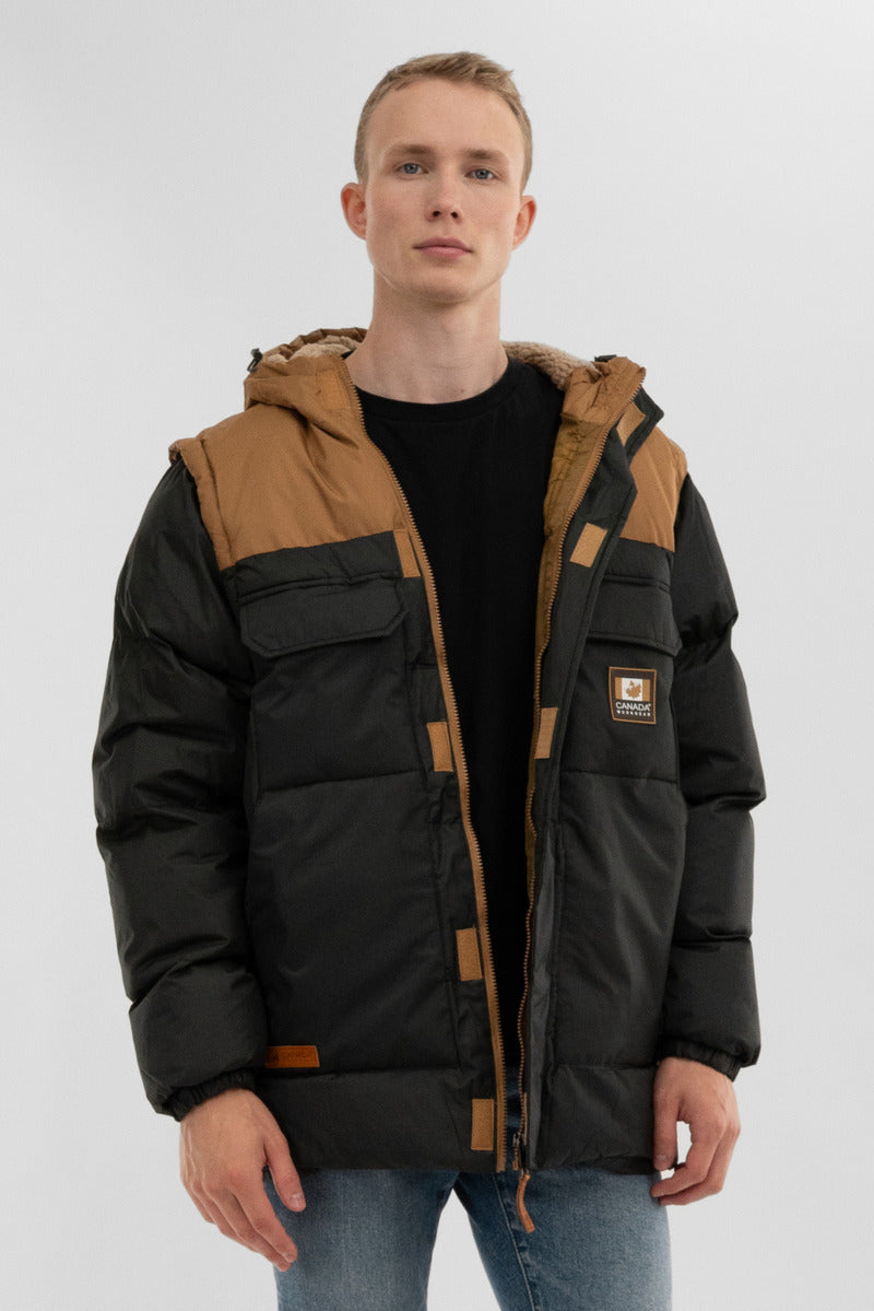 Canada Work Gear Removable Sleeve Parka Jacket - Black