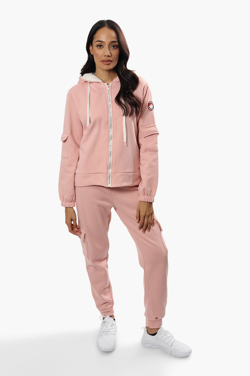 Canada Weather Gear Pocket Sleeve Sherpa Hoodie - Pink - Womens Hoodies & Sweatshirts - Canada Weather Gear