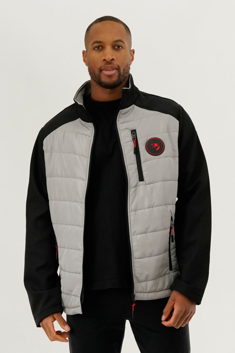 Quilted Colour Block Lightweight Jacket - Grey