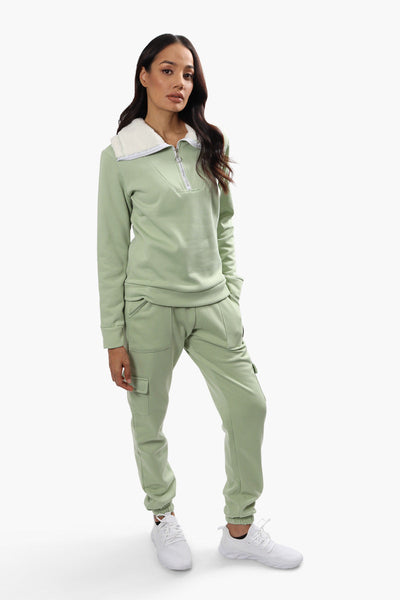 Canada Weather Gear Solid Half Zip Sweatshirt - Green - Womens Hoodies & Sweatshirts - Canada Weather Gear