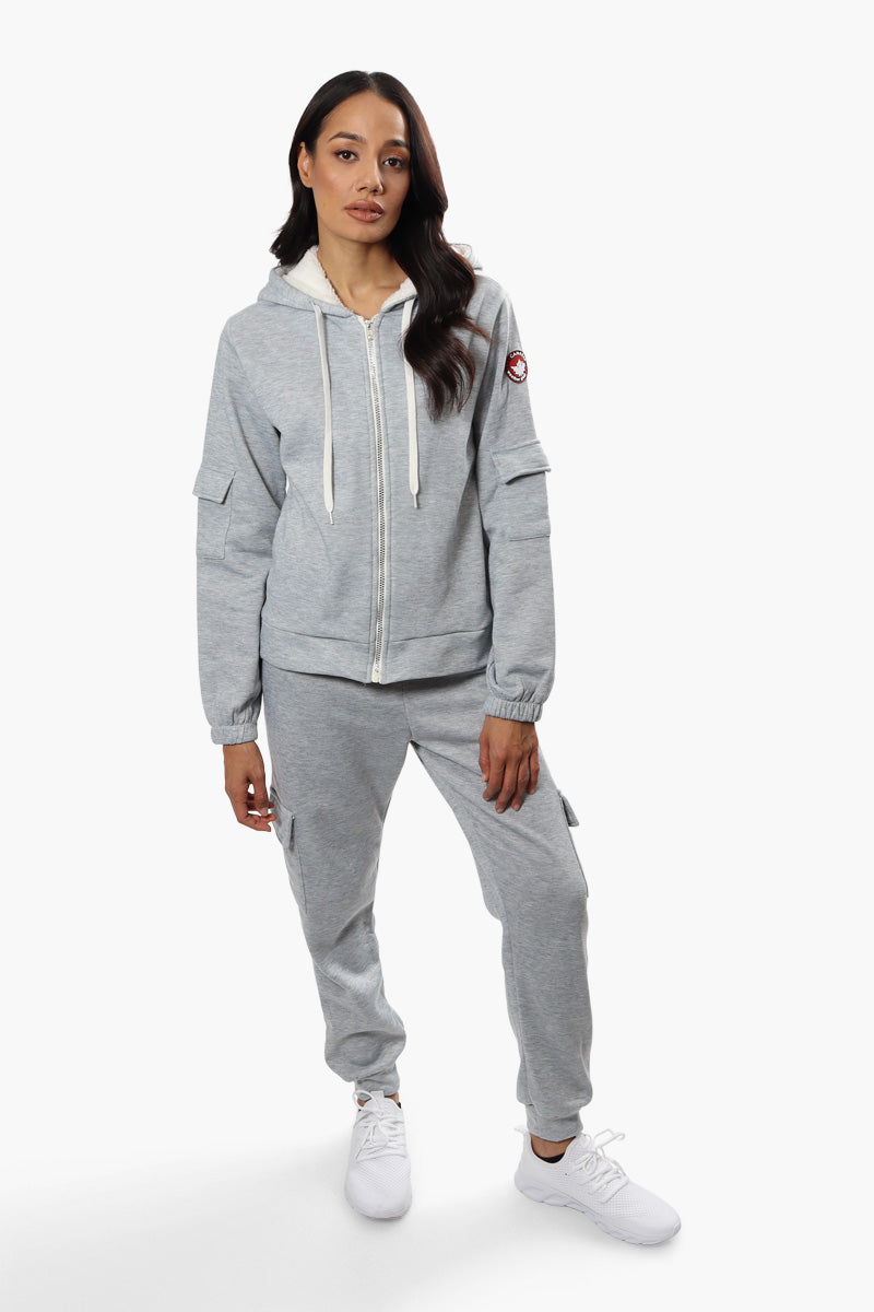 Canada Weather Gear Pocket Sleeve Sherpa Hoodie - Grey - Womens Hoodies & Sweatshirts - Canada Weather Gear