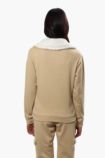 Canada Weather Gear Solid Half Zip Sweatshirt - Beige - Womens Hoodies & Sweatshirts - Canada Weather Gear
