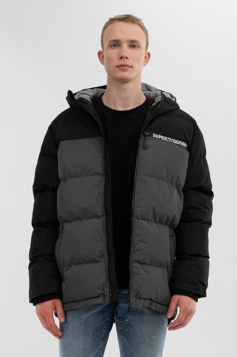 Colour Block Bomber Jacket - Grey