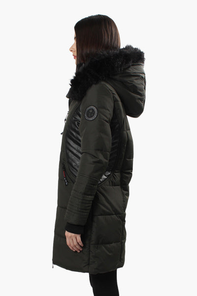 Canada Weather Gear Vegan Leather Insert Parka Jacket - Olive - Womens Parka Jackets - Canada Weather Gear