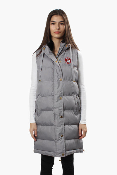 Canada Weather Gear Side Zip Long Puffer Vest - Grey - Womens Vests - Canada Weather Gear
