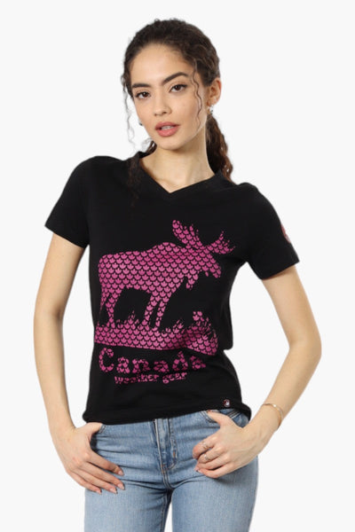 Canada Weather Gear Moose Print Tee - Black - Womens Tees & Tank Tops - Canada Weather Gear