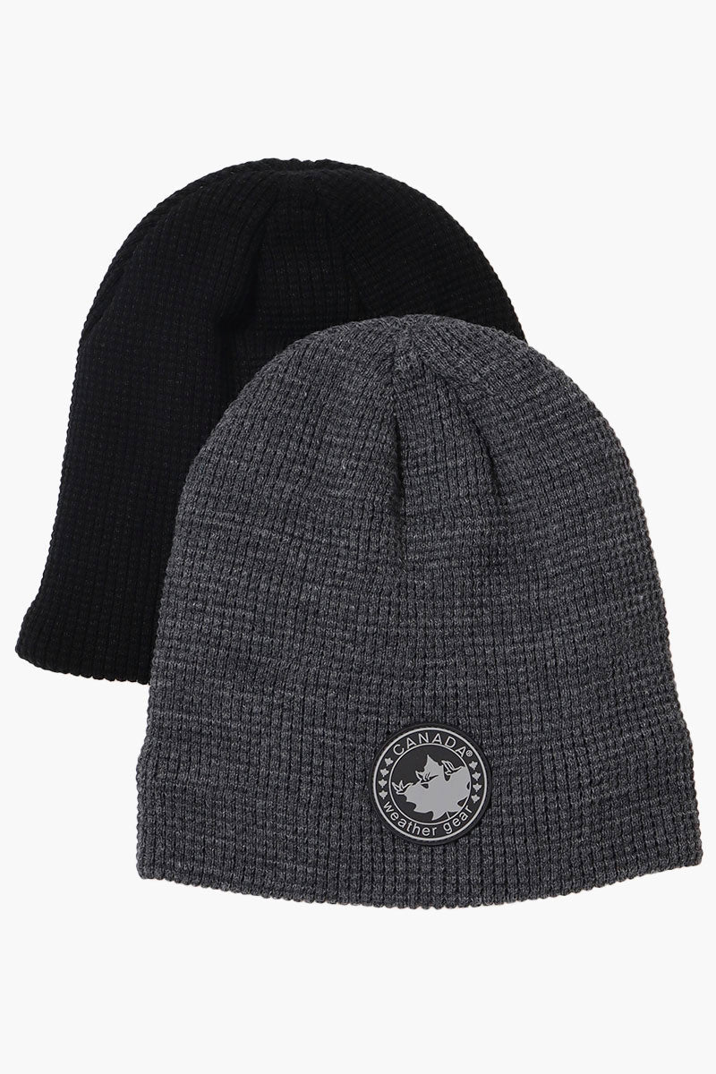 Canada Weather Gear 2 Pack Plush Lined Beanie Hat Grey