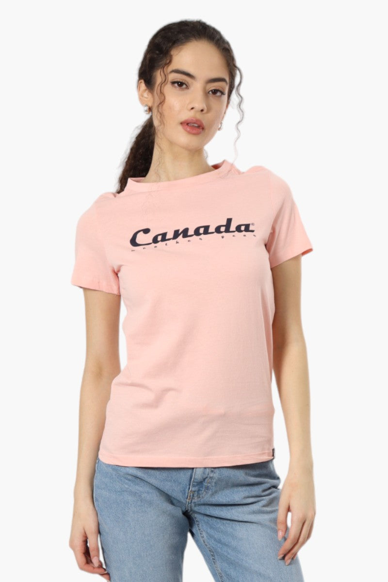 Canada Weather Gear Centre Logo Crewneck Tee - Pink - Womens Tees & Tank Tops - Canada Weather Gear
