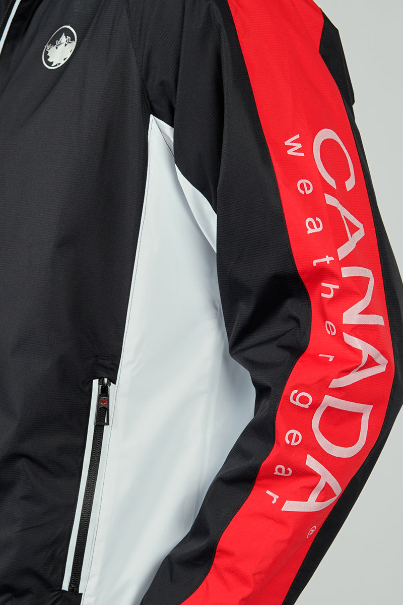Canada Weather Gear Hooded Sleeve Print Logo Lightweight Jacket - Black