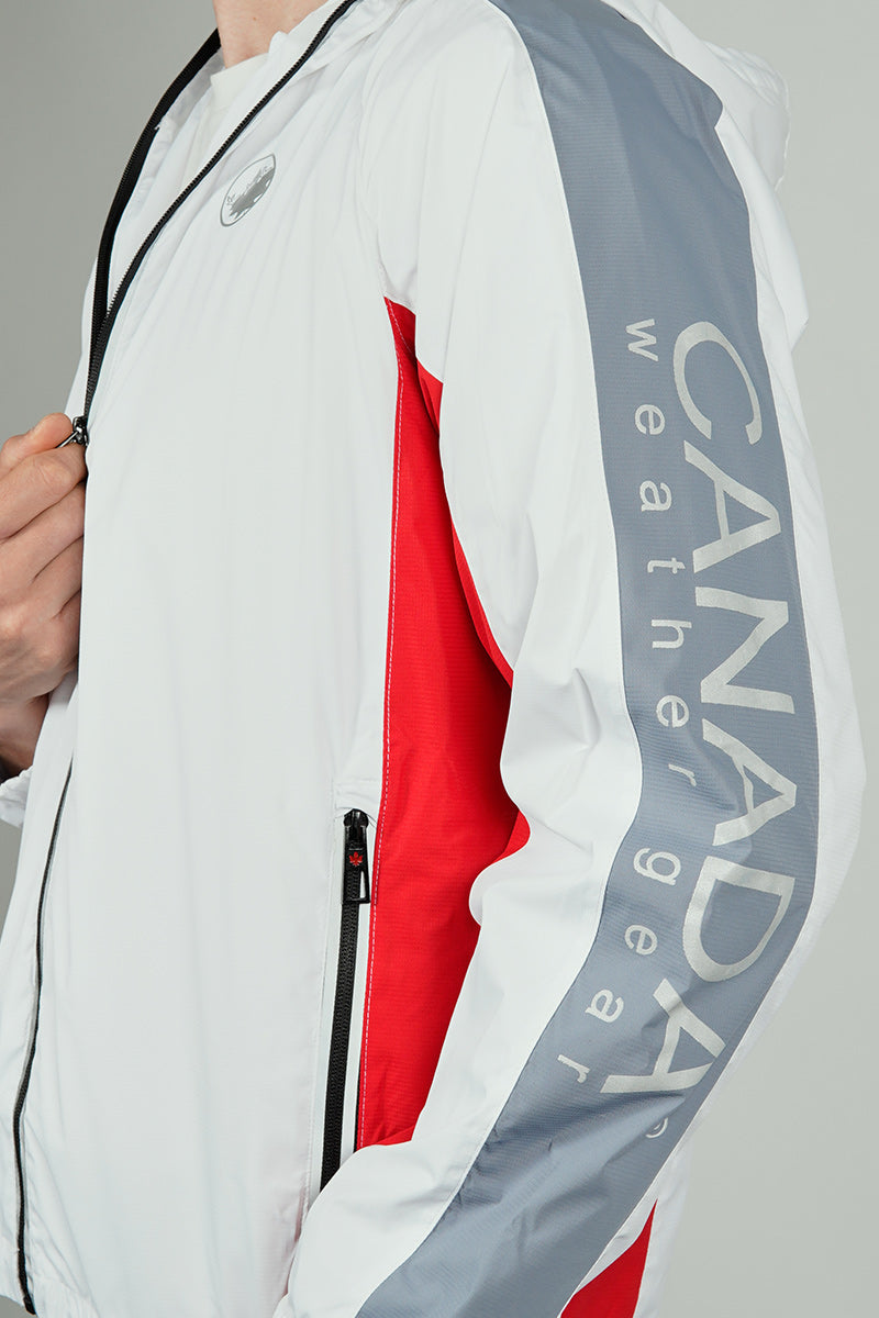 Canada Weather Gear Hooded Sleeve Print Logo Lightweight Jacket - White