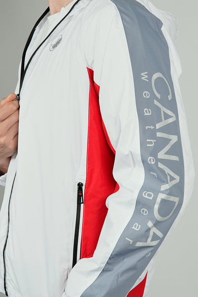 Canada Weather Gear Hooded Sleeve Print Logo Lightweight Jacket - White