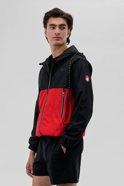 Canada Weather Gear Hooded Colour Block Lightweight Jacket - Red - Mens Lightweight Jackets - Canada Weather Gear