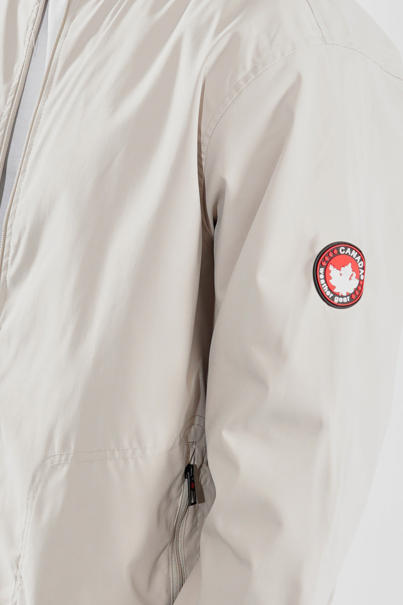 Canada Weather Gear Basic Zip Up Bomber Lightweight Jacket - Cream - Mens Lightweight Jackets - Canada Weather Gear