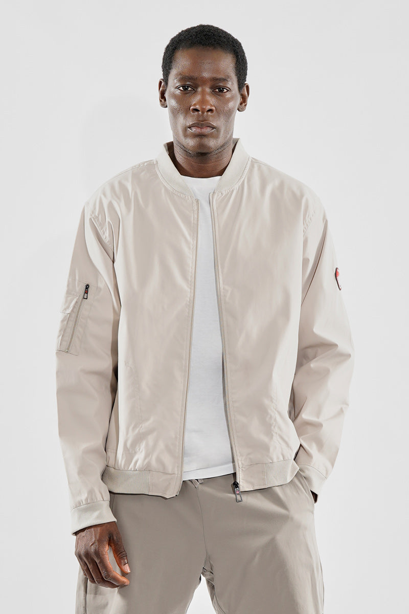 Canada Weather Gear Basic Zip Up Bomber Lightweight Jacket - Cream - Mens Lightweight Jackets - Canada Weather Gear