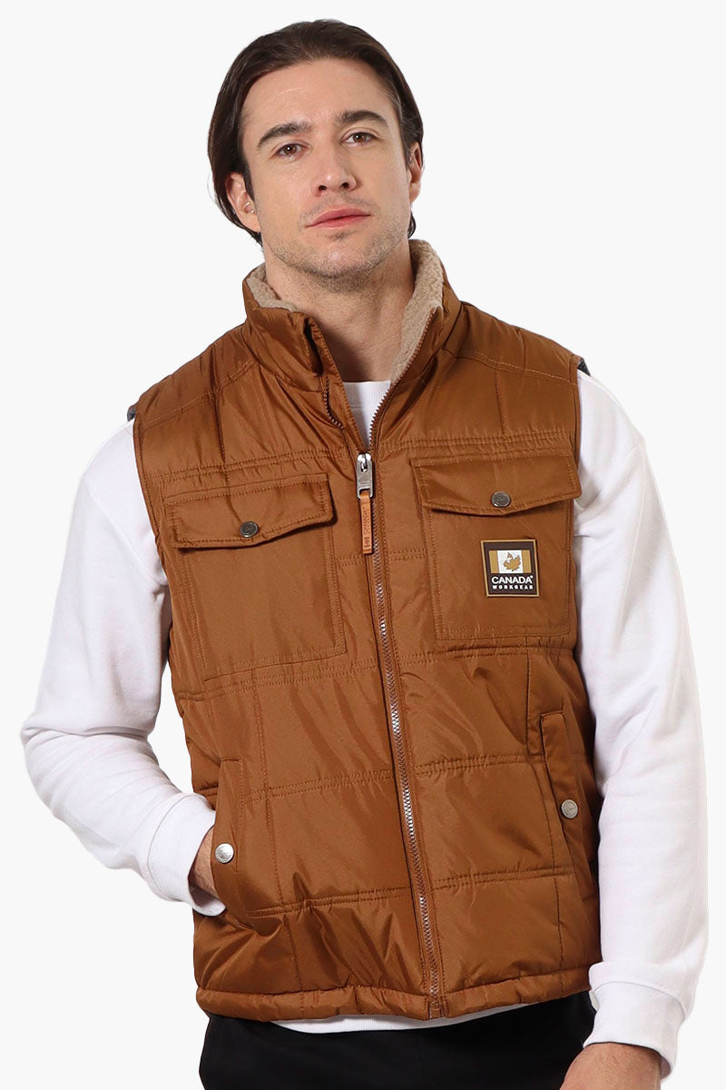 Canada Work Gear Sherpa Collar Bubble Vest - Brown - Mens Vests - Canada Weather Gear