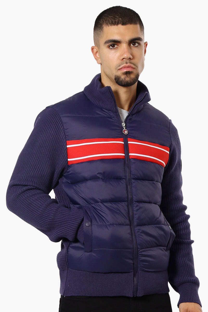 Canada Weather Gear Striped Sweater Knit Lightweight Jacket - Navy - Mens Lightweight Jackets - Canada Weather Gear