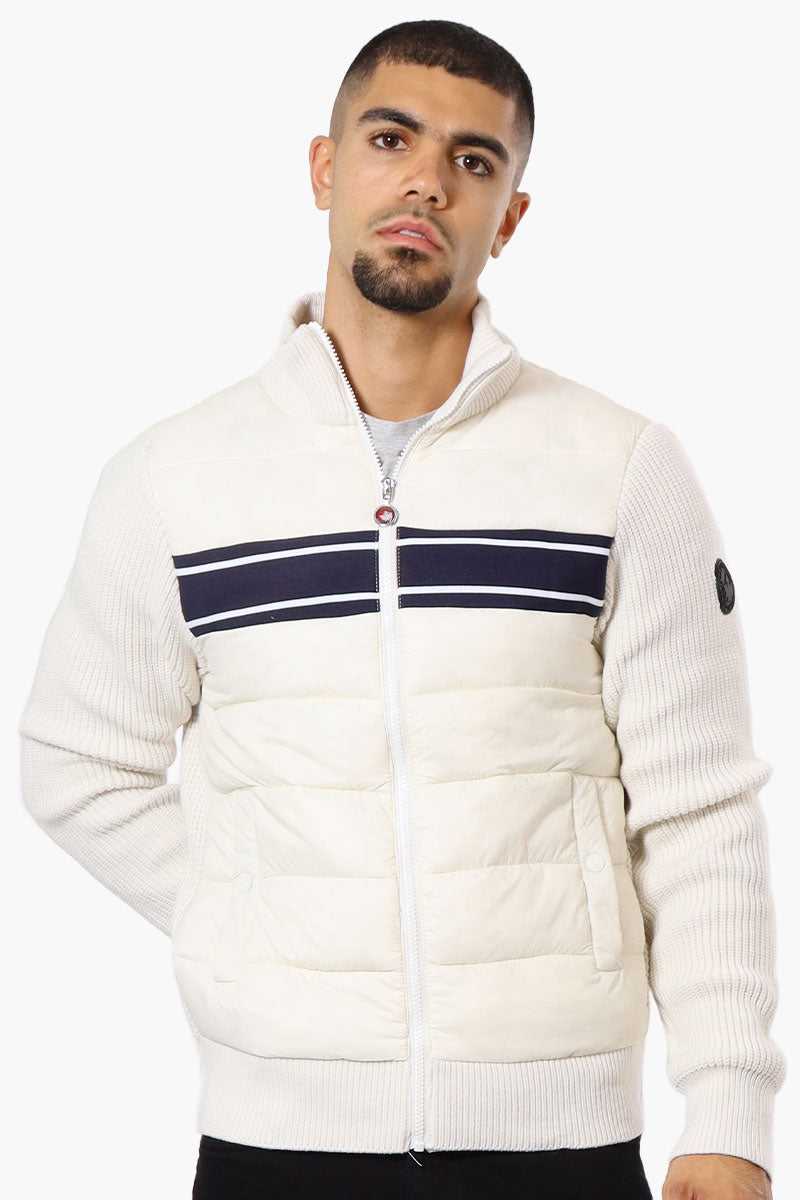 Canada Weather Gear Striped Sweater Knit Lightweight Jacket - White - Mens Lightweight Jackets - Canada Weather Gear