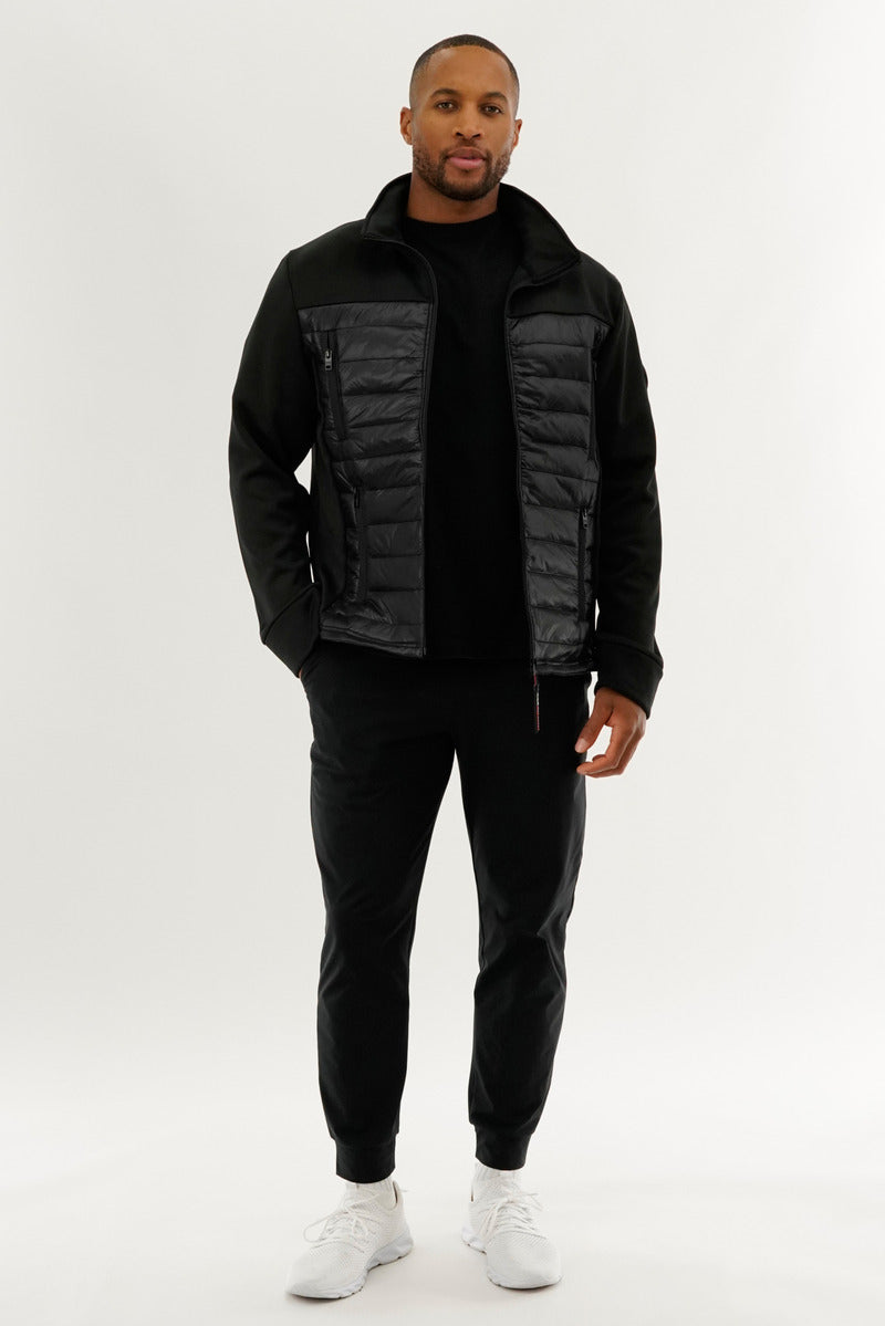 Canada Weather Gear Quilted Fleece Puffer Lightweight Jacket - Black - Mens Lightweight Jackets - Canada Weather Gear