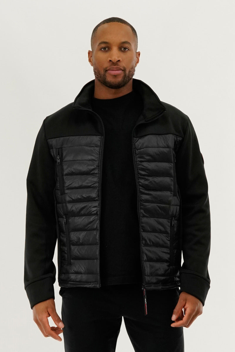 Canada Weather Gear Quilted Fleece Puffer Lightweight Jacket - Black - Mens Lightweight Jackets - Canada Weather Gear