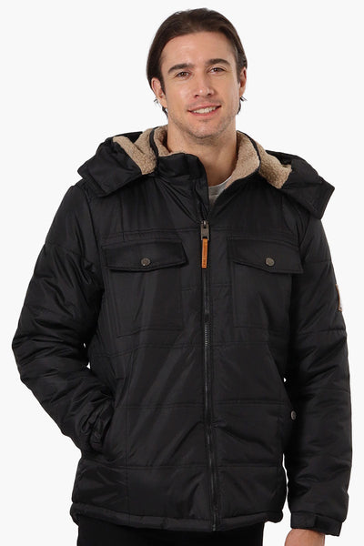 Canada Work Gear 4 Pocket Sherpa Lined Hood Bomber Jacket - Black - Mens Bomber Jackets - Canada Weather Gear