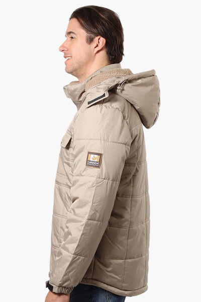 Canada Work Gear 4 Pocket Sherpa Lined Hood Bomber Jacket - Beige - Mens Bomber Jackets - Canada Weather Gear