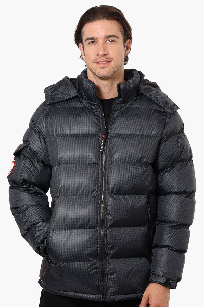 Canada Weather Gear Grid Pattern Bubble Bomber Jacket - Black - Mens Bomber Jackets - Canada Weather Gear