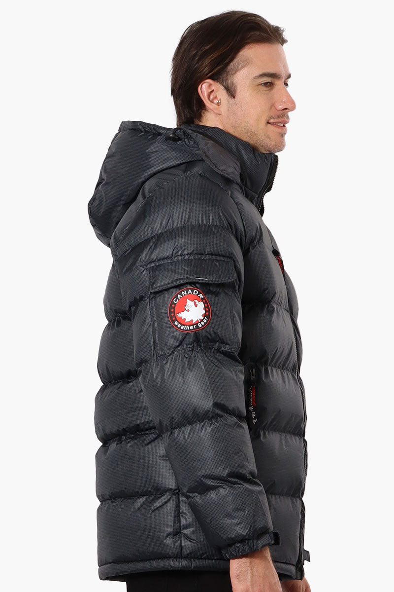 Canada Weather Gear Grid Pattern Bubble Bomber Jacket - Black - Mens Bomber Jackets - Canada Weather Gear