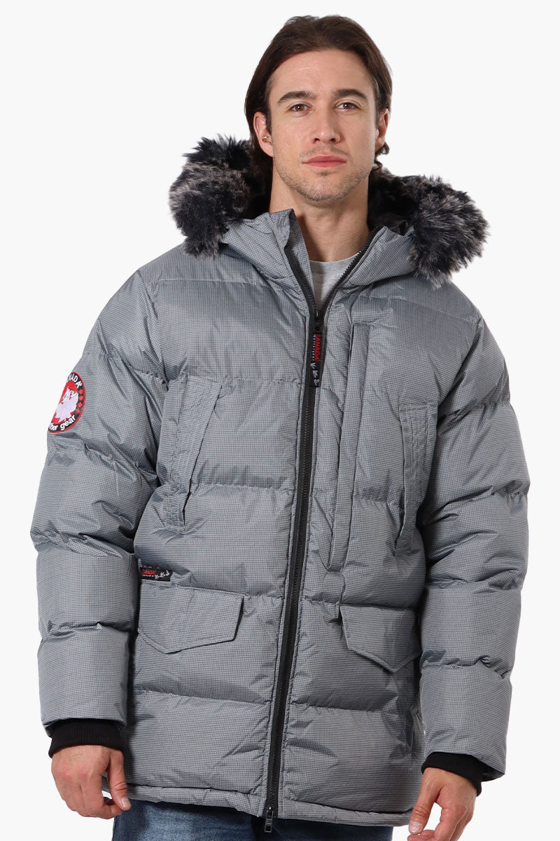 Canada Weather Gear Faux Fur Hood Parka Jacket - Grey - Mens Parka Jackets - Canada Weather Gear