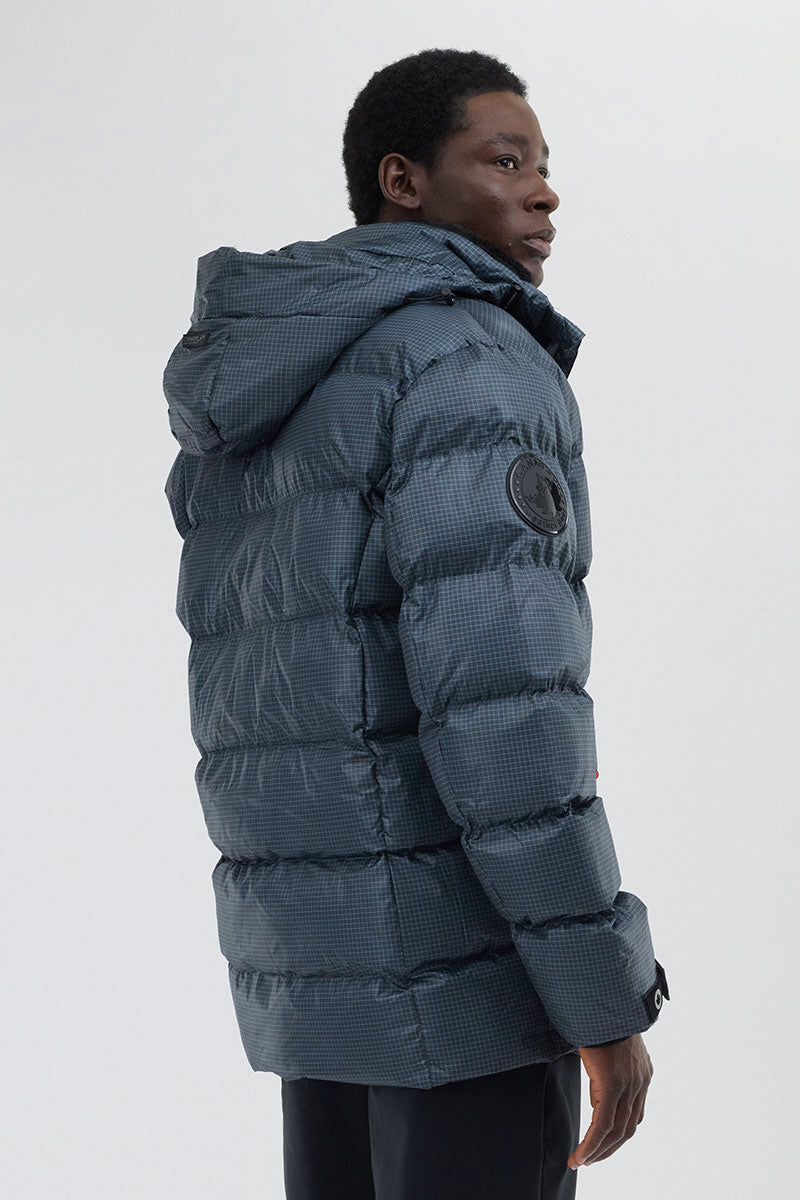 Canada Weather Gear Grid Pattern Puffer Parka Jacket - Blue - Mens Parka Jackets - Canada Weather Gear