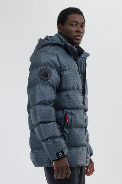 Canada Weather Gear Grid Pattern Puffer Parka Jacket - Blue - Mens Parka Jackets - Canada Weather Gear