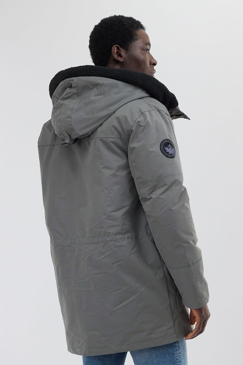 Canada Weather Gear Sherpa Lined Hood Parka Jacket - Grey - Mens Parka Jackets - Canada Weather Gear