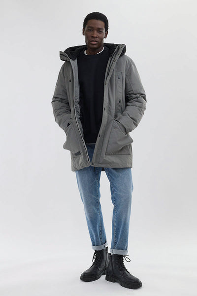 Canada Weather Gear Sherpa Lined Hood Parka Jacket - Grey - Mens Parka Jackets - Canada Weather Gear