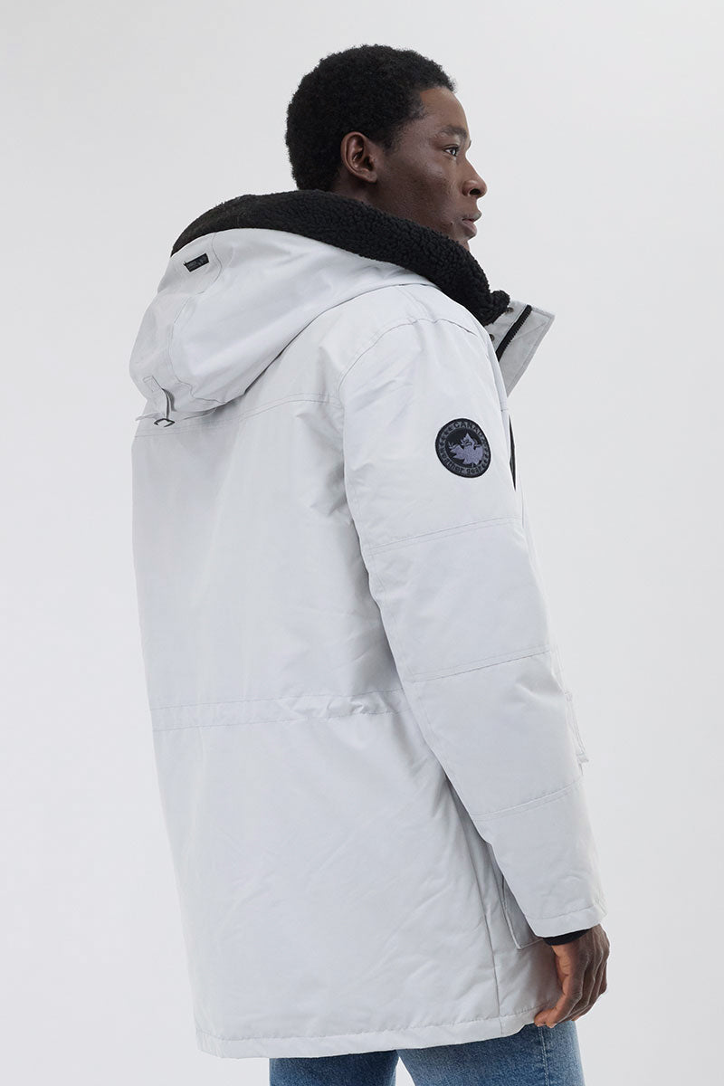 Sherpa Lined Hood Parka Jacket - White