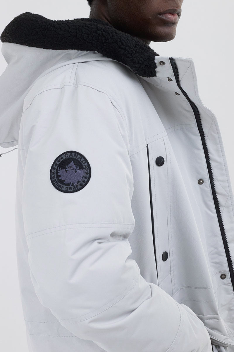 Sherpa Lined Hood Parka Jacket - White