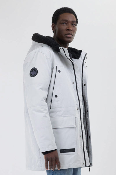 Canada Weather Gear Sherpa Lined Hood Parka Jacket - White - Mens Parka Jackets - Canada Weather Gear