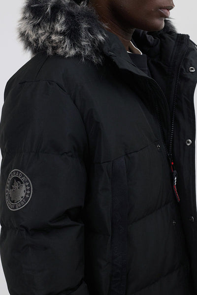 Canada Weather Gear Faux Fur Trim Puffer Parka Jacket - Black - Mens Parka Jackets - Canada Weather Gear
