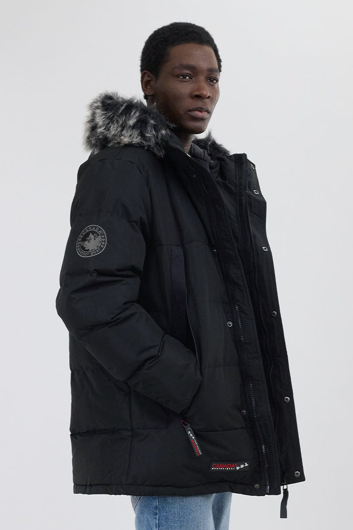 Canada Weather Gear Faux Fur Trim Puffer Parka Jacket - Black