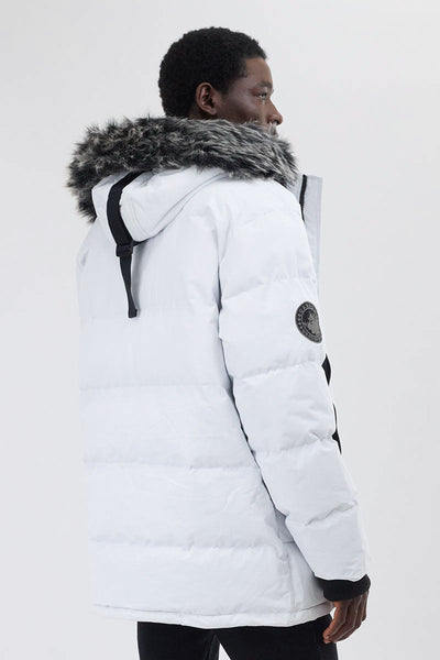 Canada Weather Gear Faux Fur Trim Puffer Parka Jacket - White - Mens Parka Jackets - Canada Weather Gear