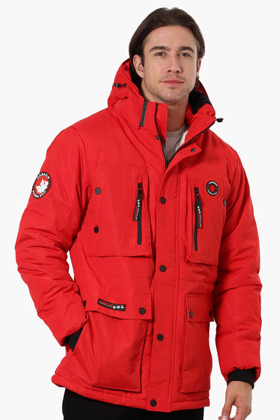 Canada Weather Gear Mouton Lined Parka Jacket - Red - Mens Parka Jackets - Canada Weather Gear